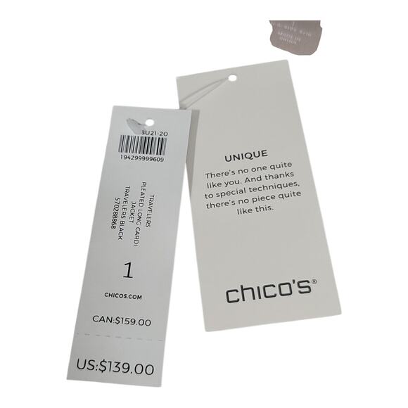 NWT Chico's Pleated 3/4 Bell Sleeve Cardigan Jacket Travelers  Women's SZ 8/10 M - Picture 5 of 13